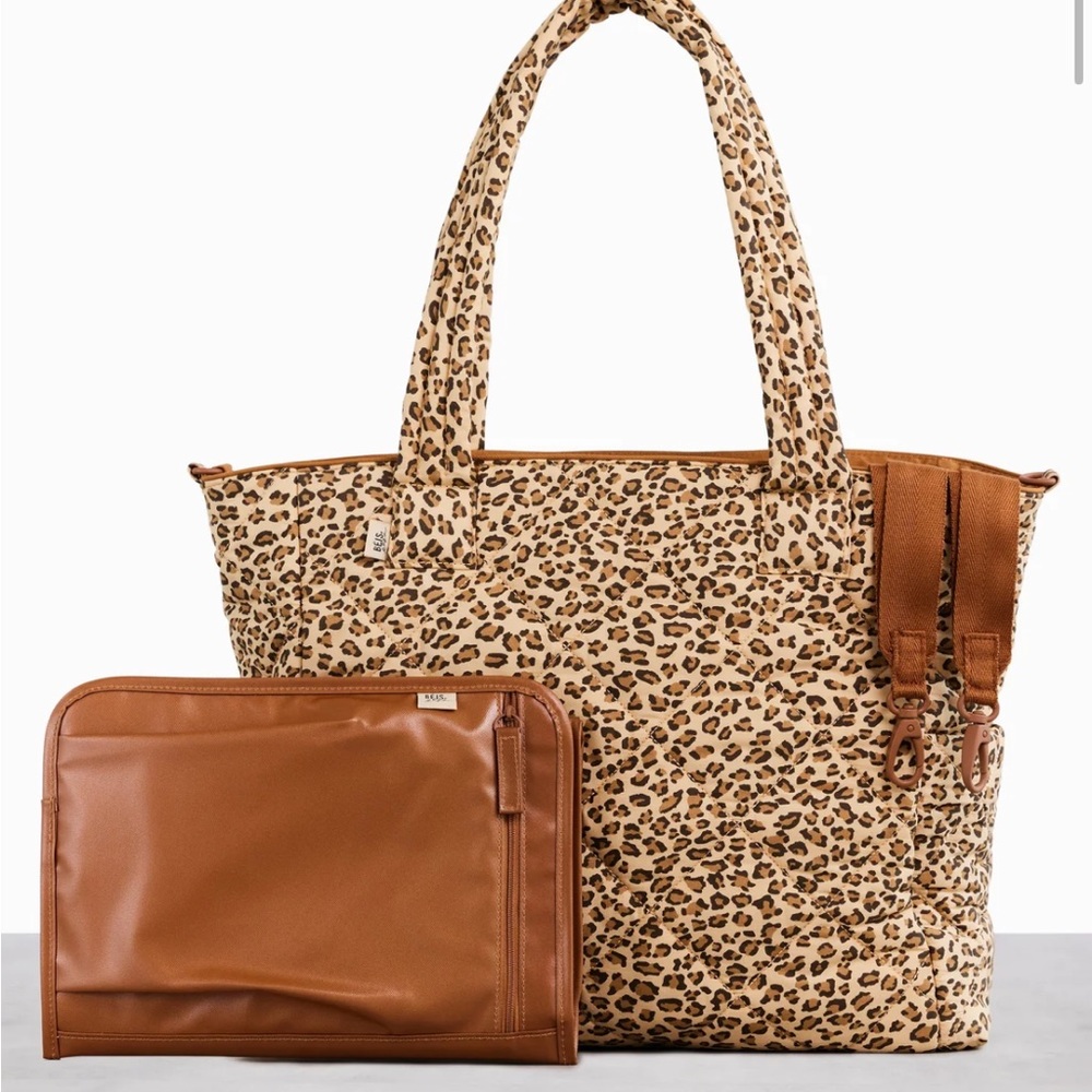 Beis The Tote in Wild Child Cheetah Print Diaper Bag - NWT